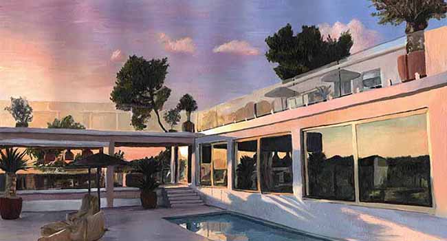 Sunset at the Villa - A3 Landscape on paper, Commission Project