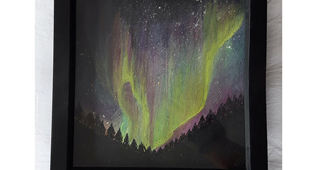Northern Lights - 8 x 8” Original Artwork on canvas sheet. SOLD. Prints Available.
