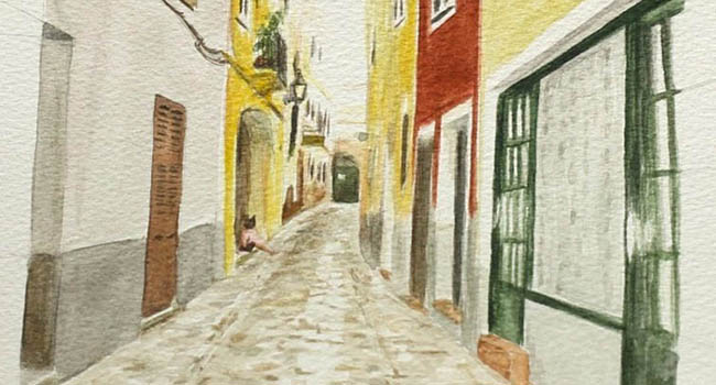 Little Spanish Street, A5 Original Artwork. AVAILABLE TO BUY